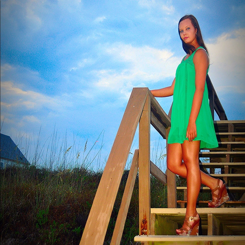 Green mini dress